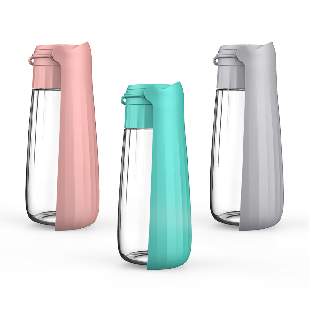 1pc Portable Pet Water Bottle For Dogs Cats, Plastic Pet Foldable Water Dispenser With Lanyard For Outdoor Walking Traveling