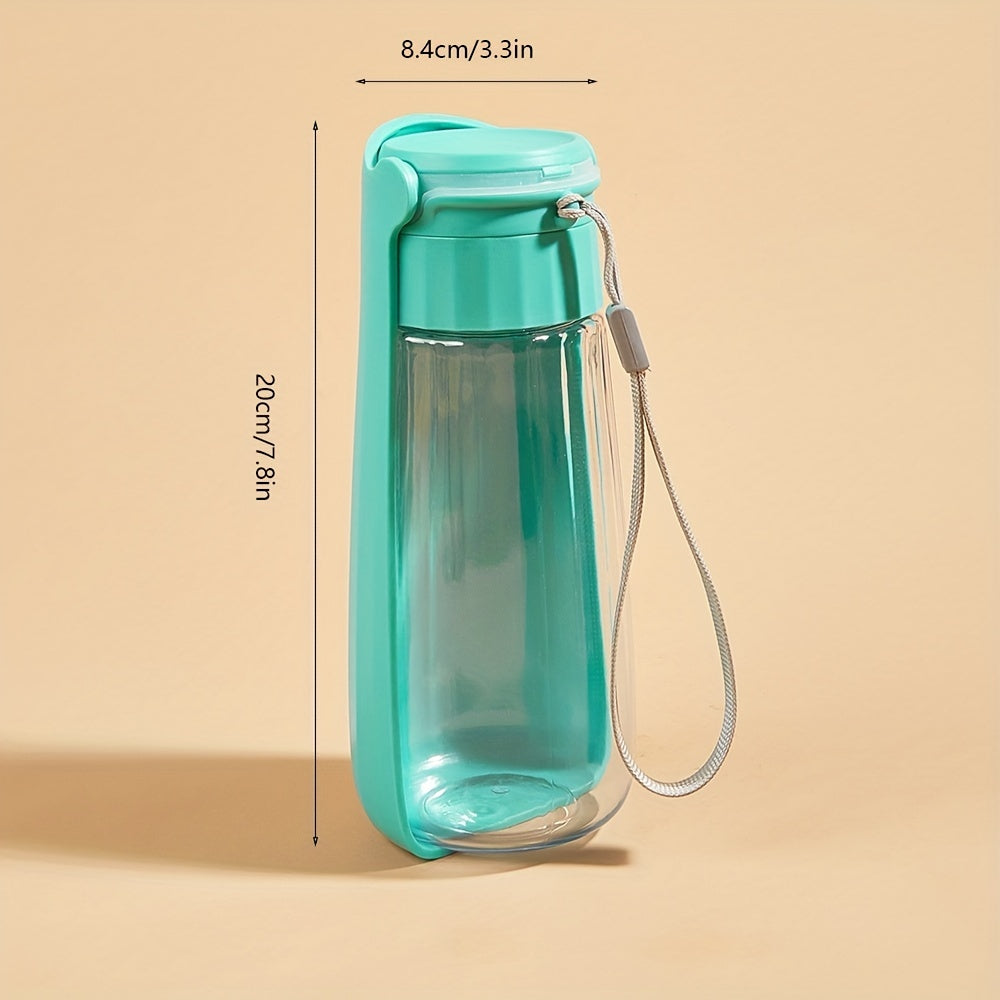 1pc Portable Pet Water Bottle For Dogs Cats, Plastic Pet Foldable Water Dispenser With Lanyard For Outdoor Walking Traveling