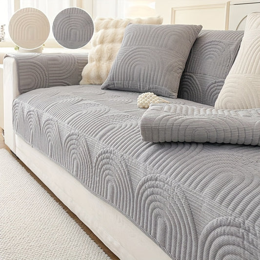 1pc Plush Corduroy Waterproof Sofa Cover - Pet-Friendly, Thickened, Non-Slip, All-Season Universal Fit - Furniture Protector for Bedroom, Office, Living Room, Home Decor, Easy Care, Stain-Resistant, Soft Touch, Durable, Machi