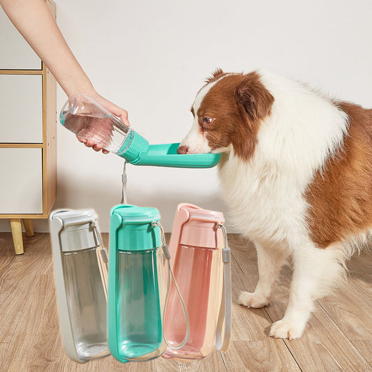 1pc Portable Pet Water Bottle For Dogs Cats, Plastic Pet Foldable Water Dispenser With Lanyard For Outdoor Walking Traveling